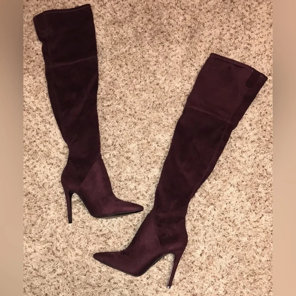 Kendall + Kylie “Kayla” Thigh-High Suede Boots – Size 9, Black or Burgundy (NWT)
